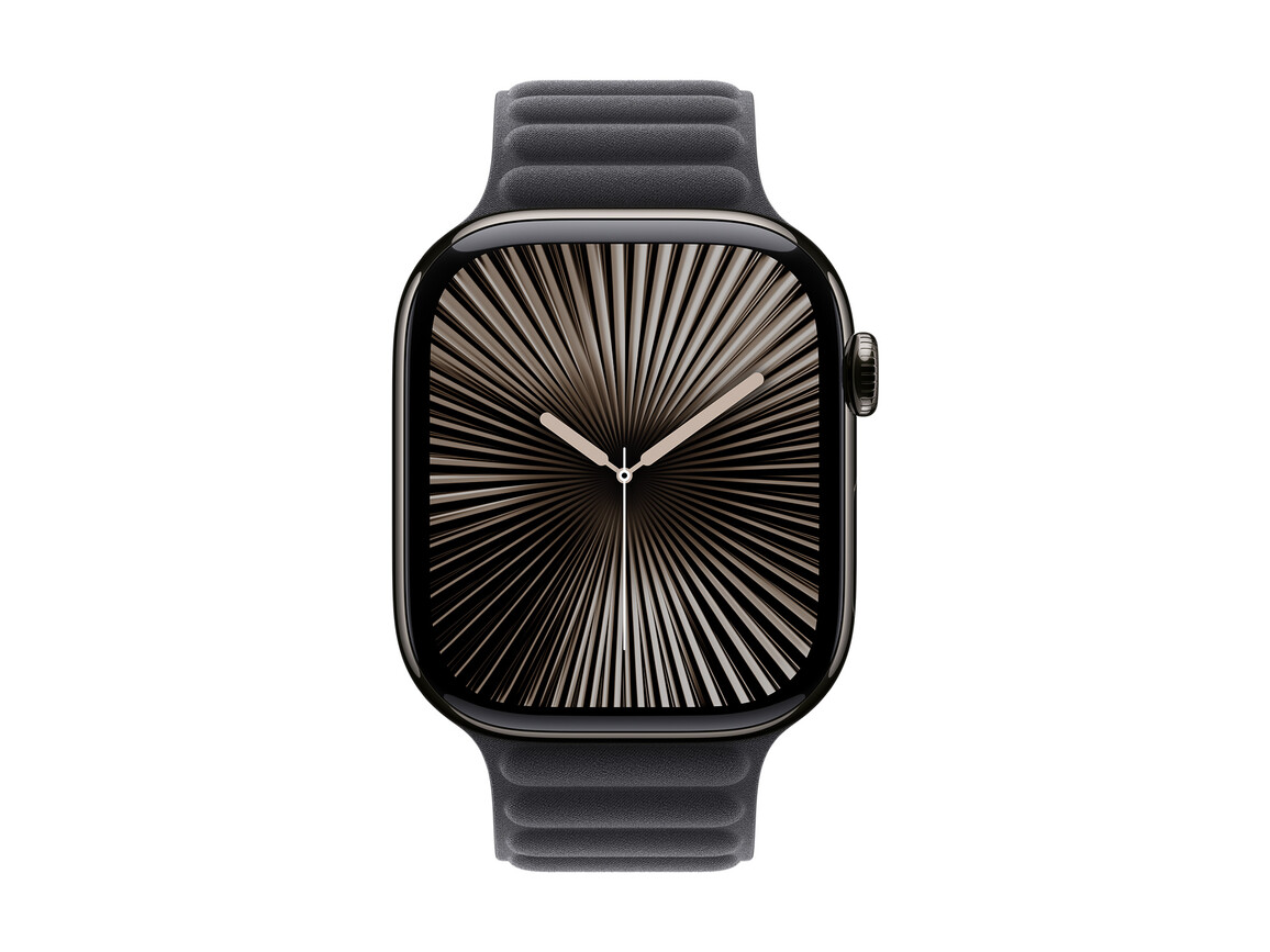 Apple Watch 46mm Armband mit Magnetverschluss, schwarz - S/M>