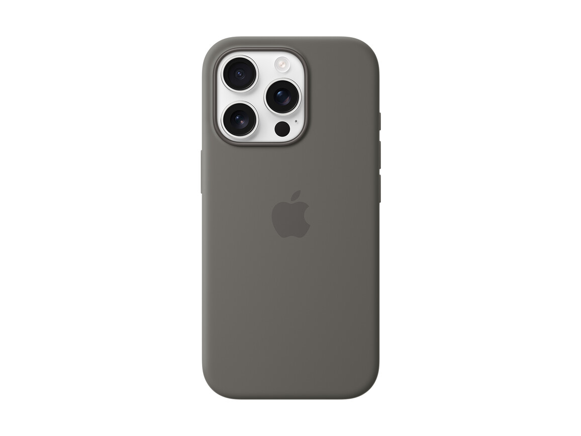 Apple iPhone 16 Pro Silikon Case mit MagSafe, steingrau