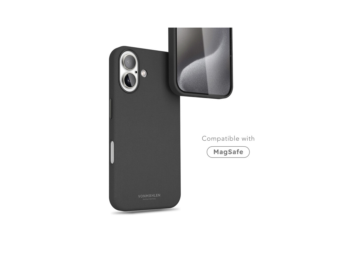 Vonmählen Kunstleder-Case für iPhone 16 Plus, schwarz