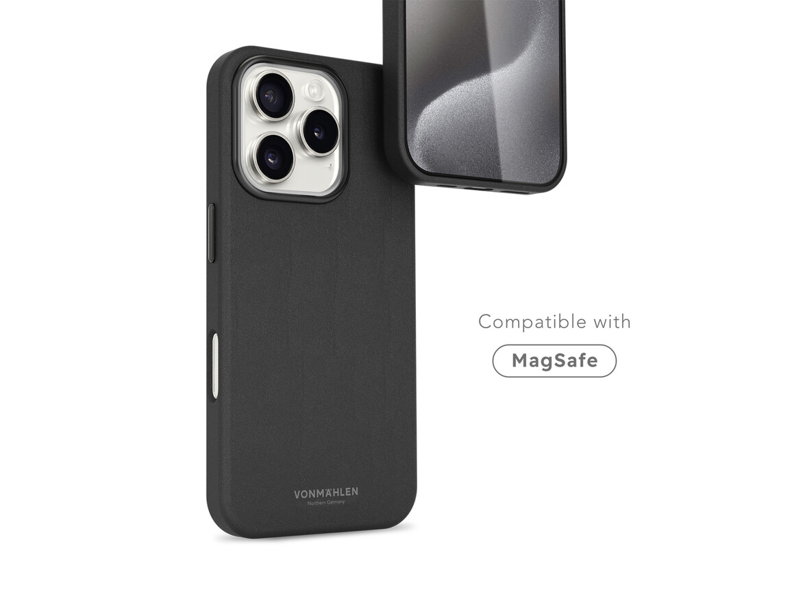 Vonmählen Kunstleder-Case für iPhone 16 Pro, schwarz