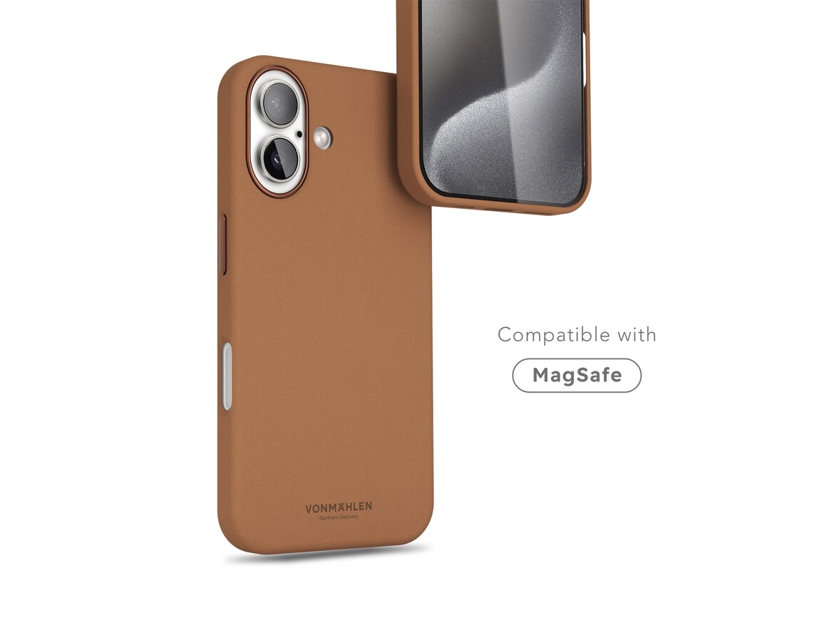Vonmählen Kunstleder-Case für iPhone 16 Plus, braun