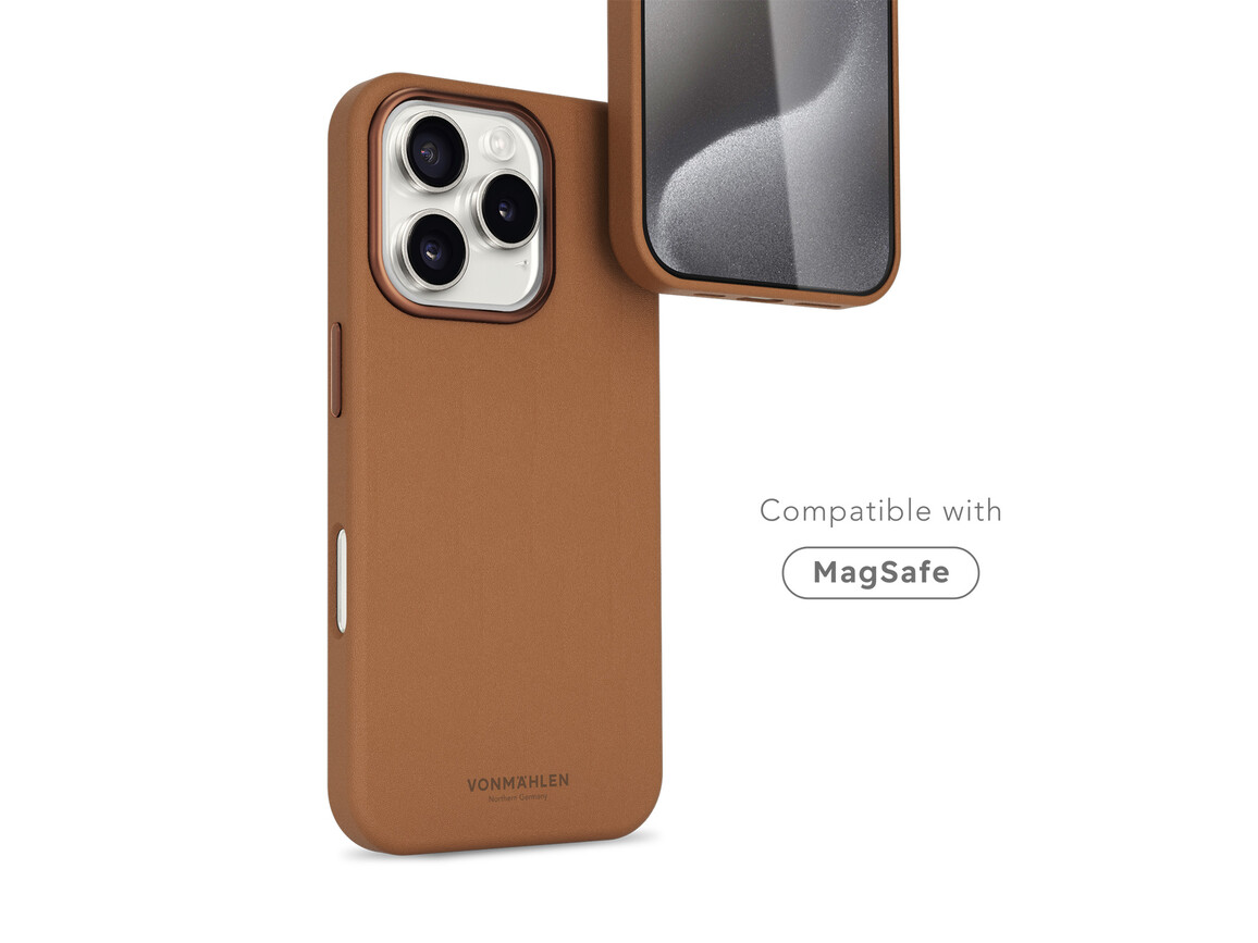 Vonmählen Kunstleder-Case für iPhone 16 Pro, braun
