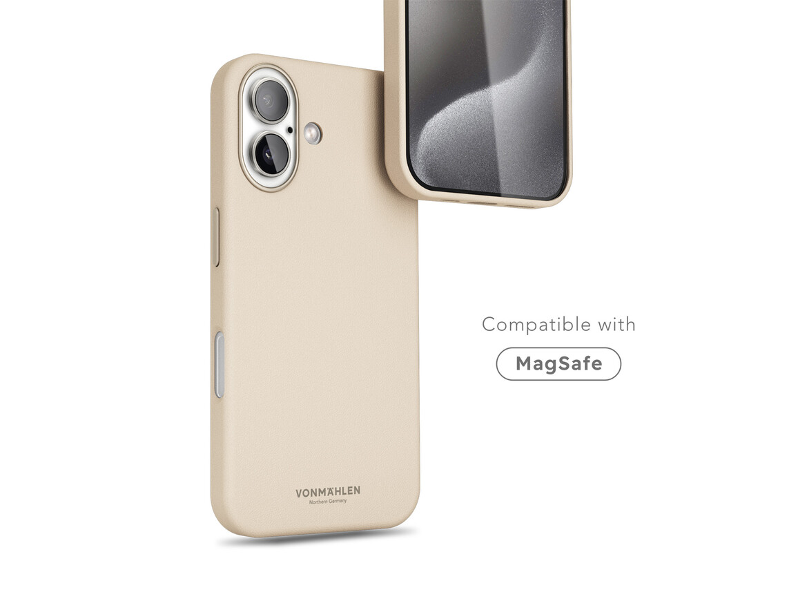 Vonmählen Kunstleder-Case für iPhone 16 Plus, beige