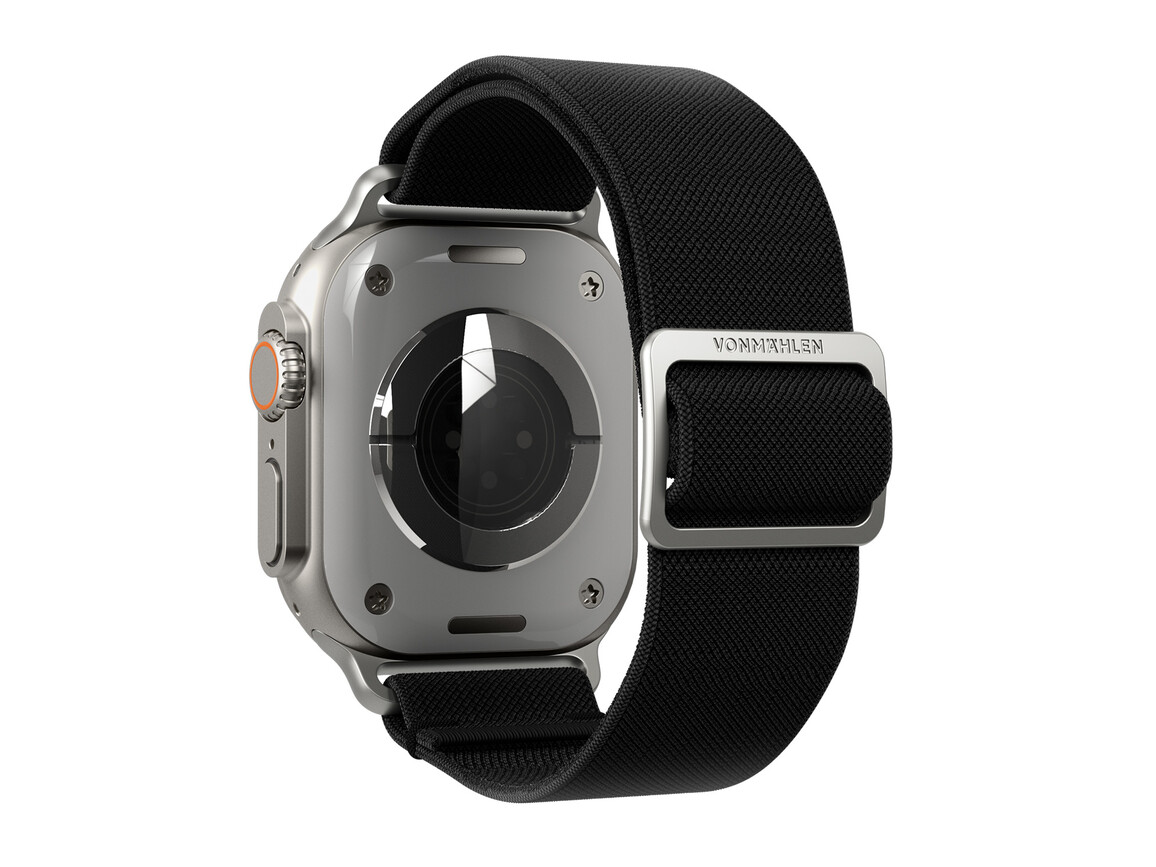 Vonmählen Classic Nylon-Armband für Apple Watch 42/44/45/49 mm, schwarz