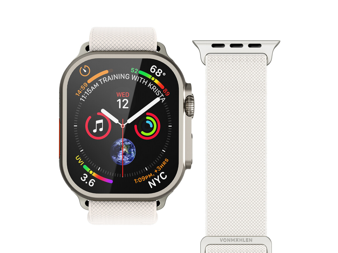 Vonmählen Classic Nylon-Armband für Apple Watch 42/44/45/49 mm, beige