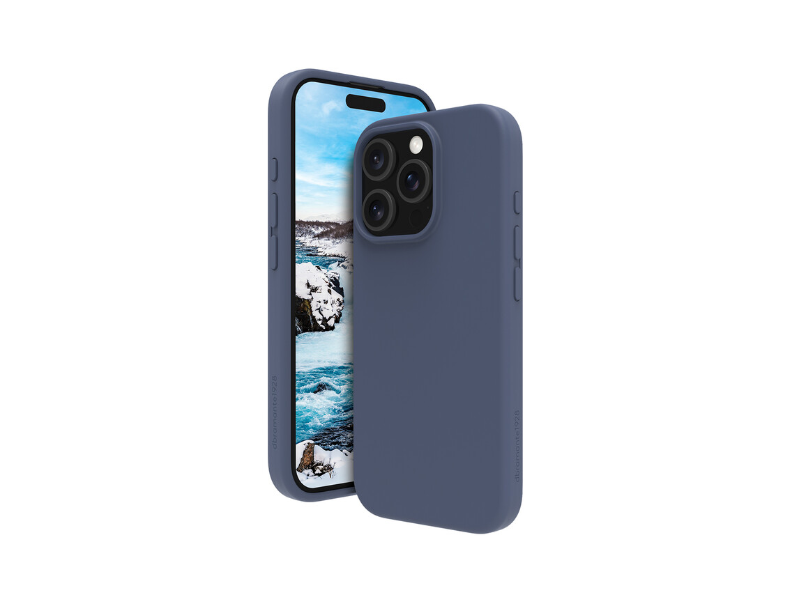 dbramante Monaco Silikoncase mit MagSafe für iPhone 16 Pro, blau