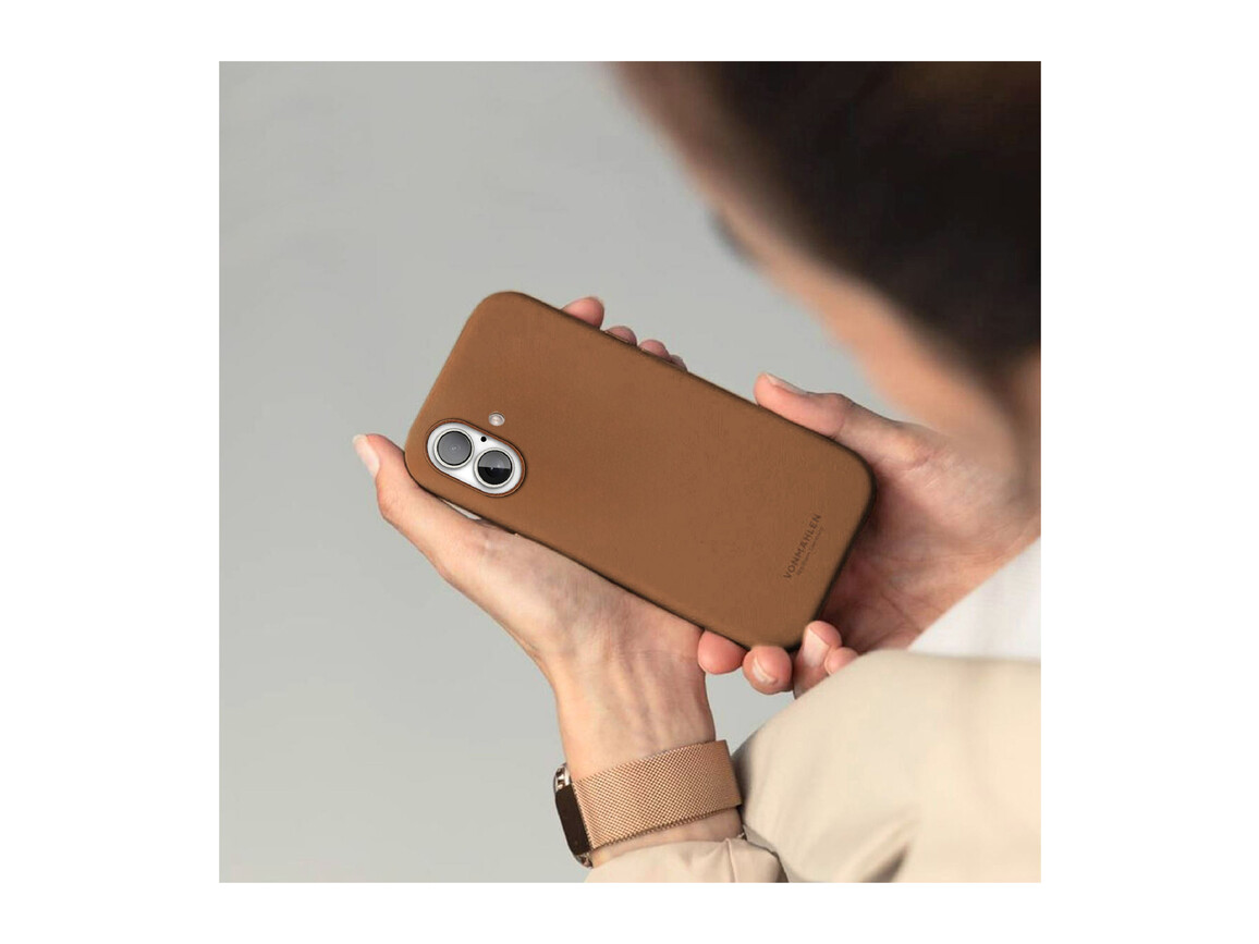 Vonmählen Kunstleder-Case für iPhone 16 Plus, braun