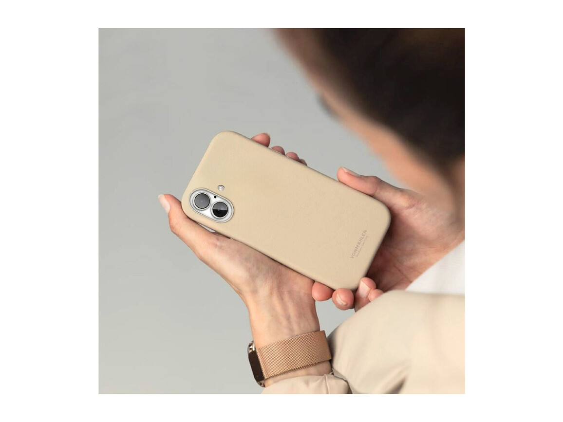 Vonmählen Kunstleder-Case für iPhone 16 Plus, beige