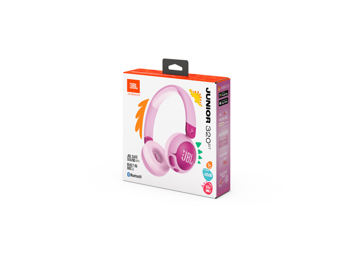 JBL JR320BT, kabellose On-Ear Kopfhörer für Kinder <85dB, pink