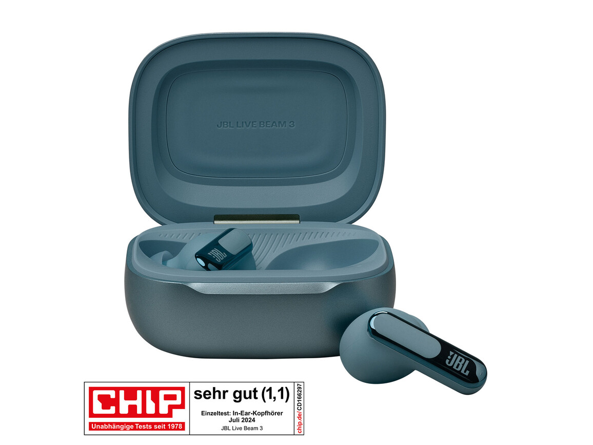 JBL Live Beam 3, kabelloser In-Ear Kopfhörer, blau