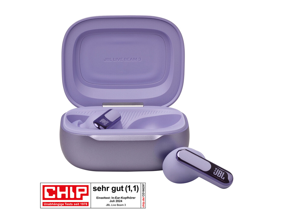 JBL Live Beam 3, kabelloser In-Ear Kopfhörer, lila