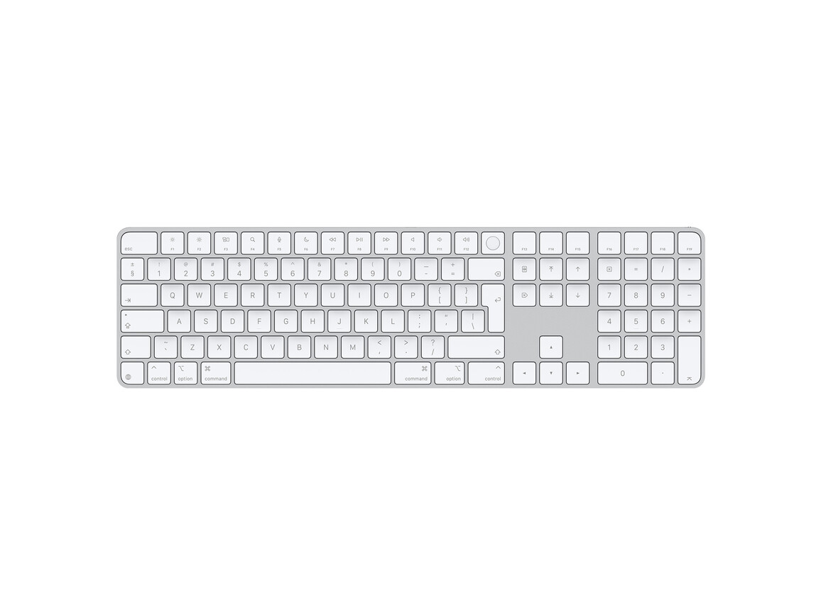Apple Magic Keyboard mit Touch ID und Ziffernblock für Mac mit Apple Chip, weiße Tasten, Englisch International