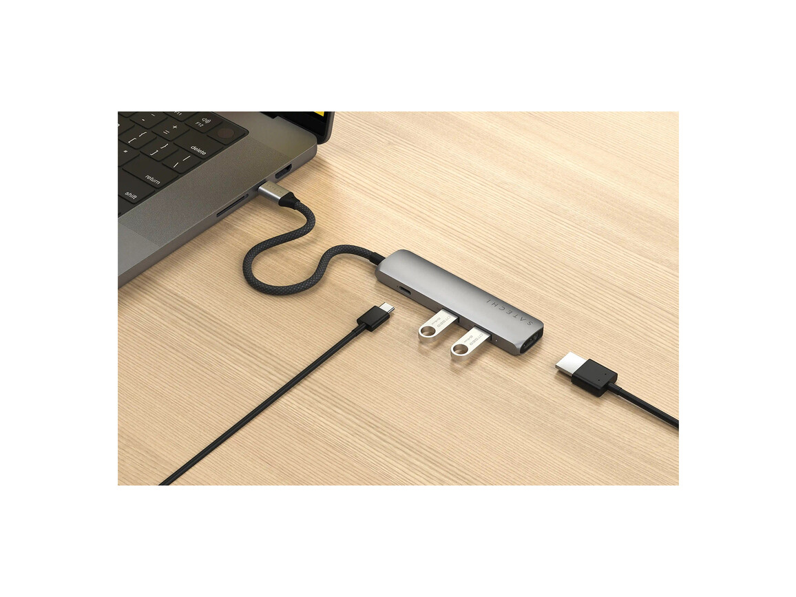 Satechi USB-C 4-in-1 Slim Multiport Adapter 4K, space grau