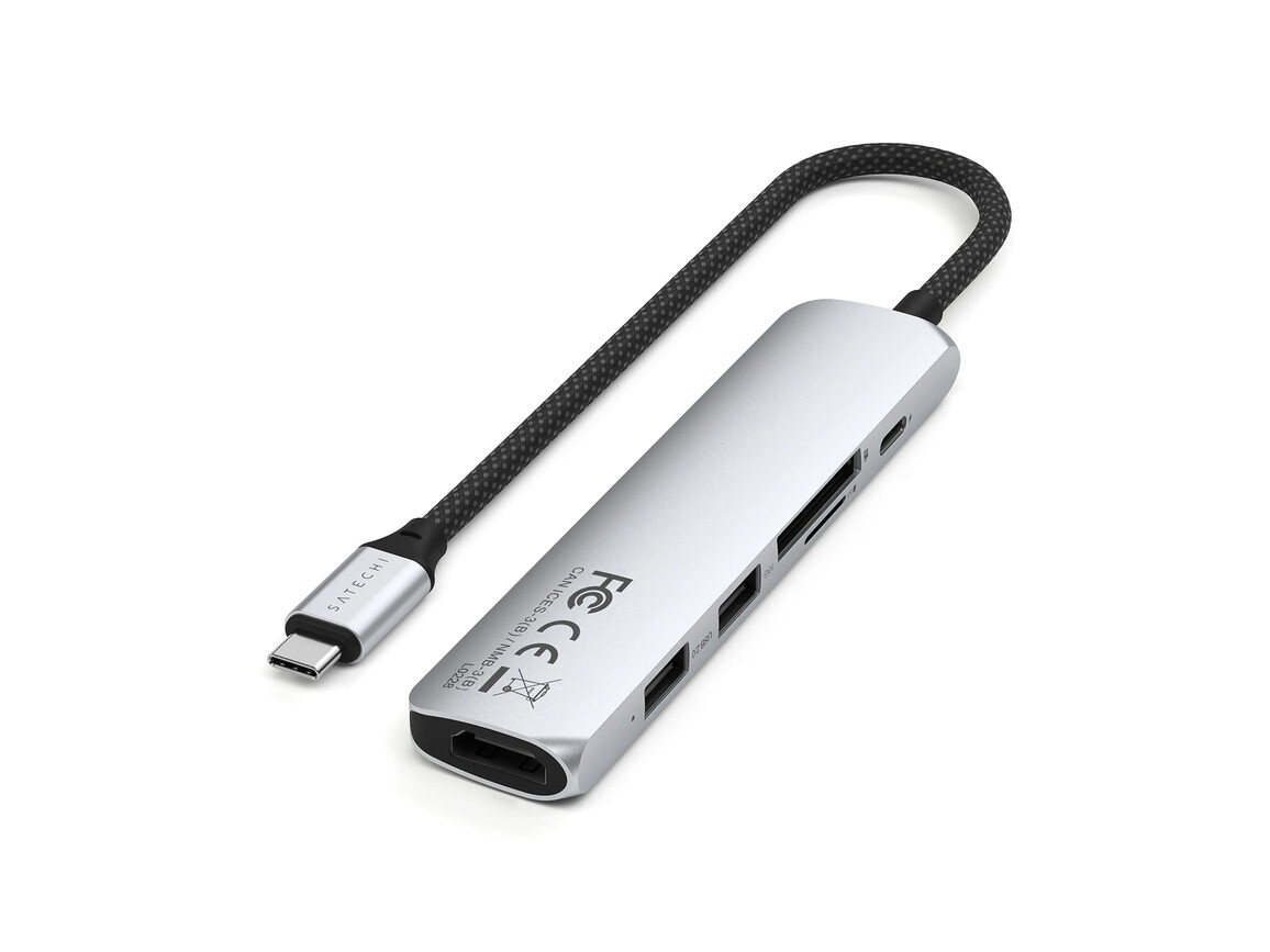 Satechi USB-C 6-in-1 Slim Multiport Adapter, silber
