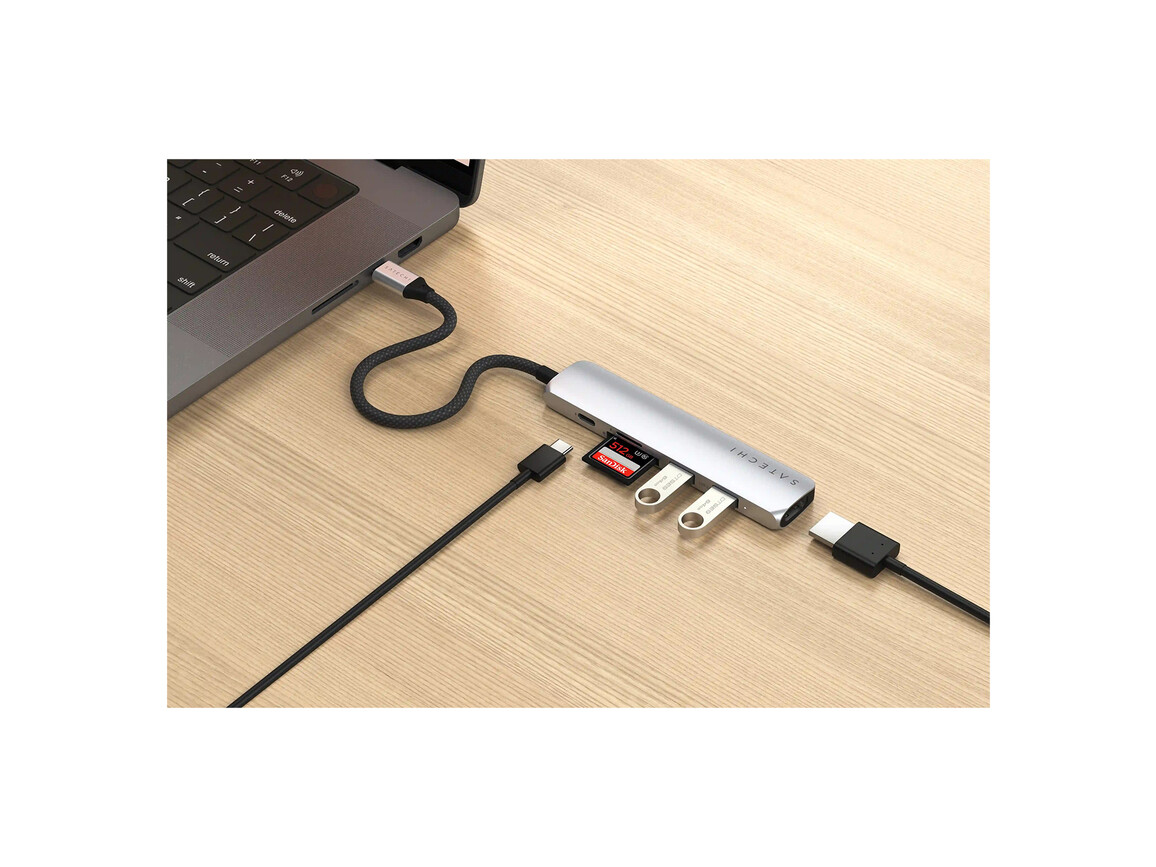 Satechi USB-C 6-in-1 Slim Multiport Adapter, silber