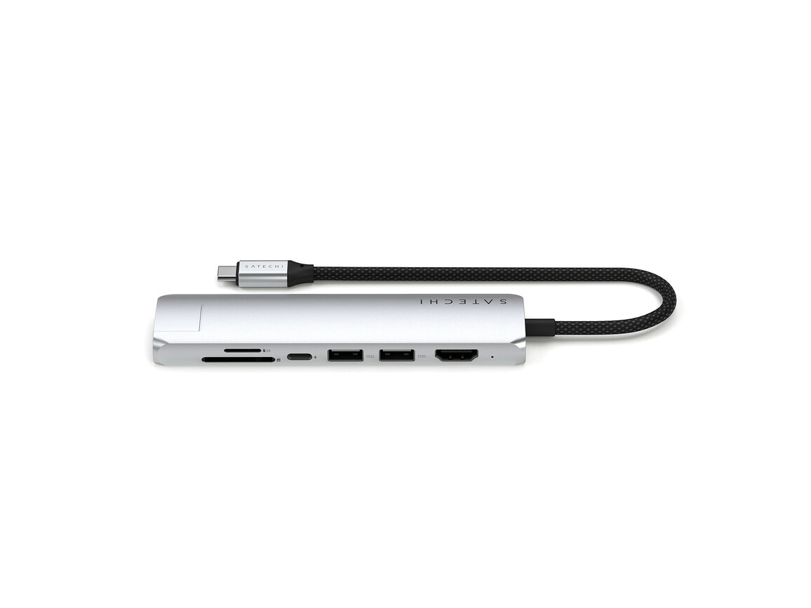 Satechi USB-C 7-in-1 Slim Multiport Adapter mit Ethernet, silber