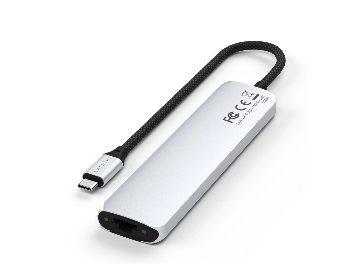 Satechi USB-C 7-in-1 Slim Multiport Adapter mit Ethernet, silber