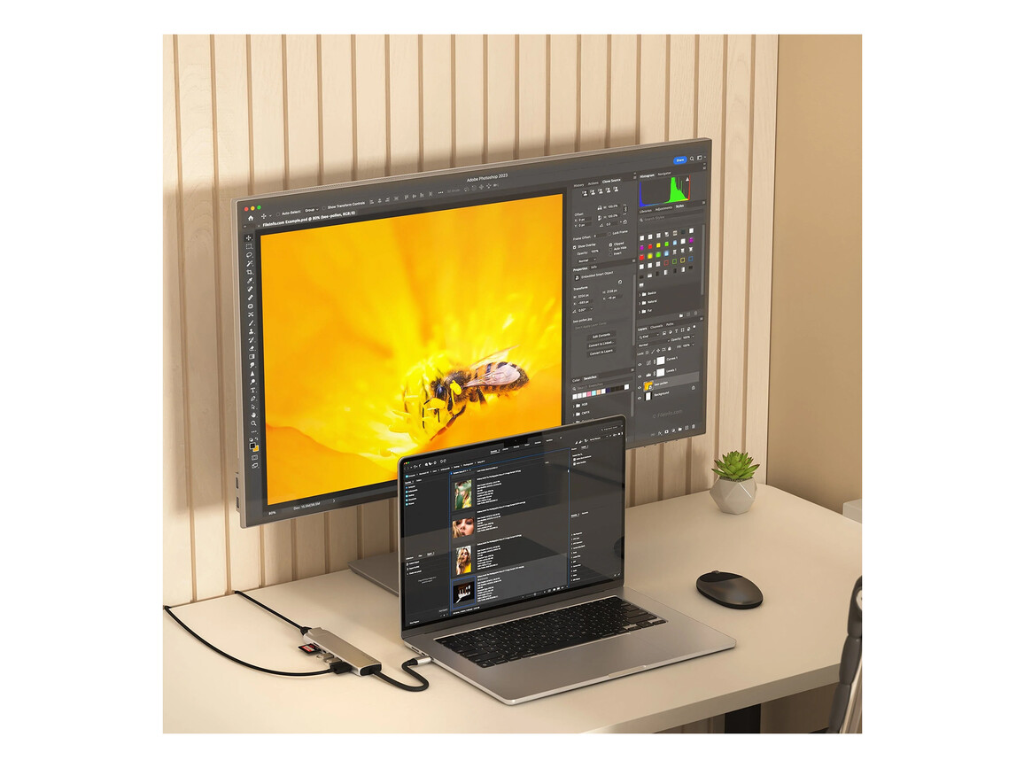 Satechi USB-C 7-in-1 Slim Multiport Adapter mit Ethernet, silber