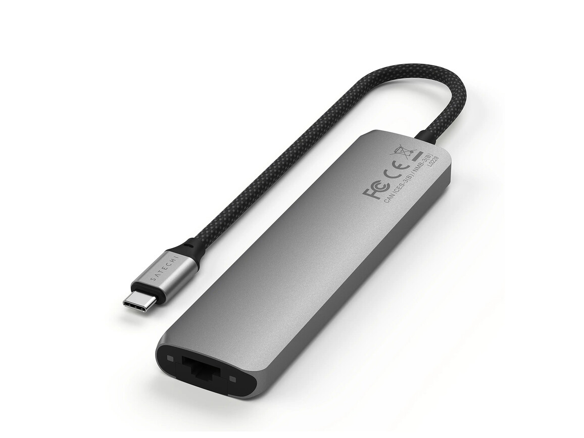 Satechi USB-C 7-in-1 Slim Multiport Adapter mit Ethernet, space grau