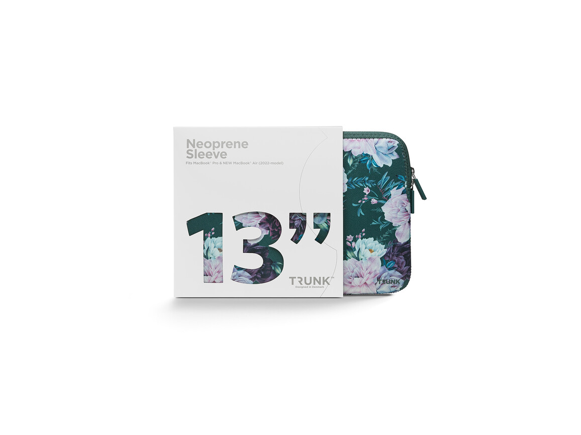 Trunk Neopren Sleeve für MacBook Air (2022/2024) 13", Green Flower
