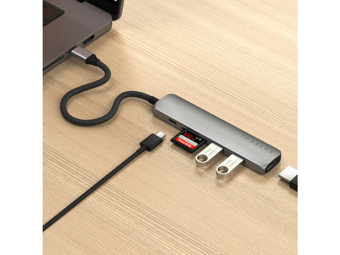 Satechi USB-C 6-in 1 Slim Multiport Adapter 4K, space grau