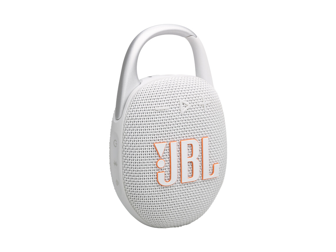 JBL Clip5, Bluetooth-Lautsprecher mit Karabinerhaken, weiss
