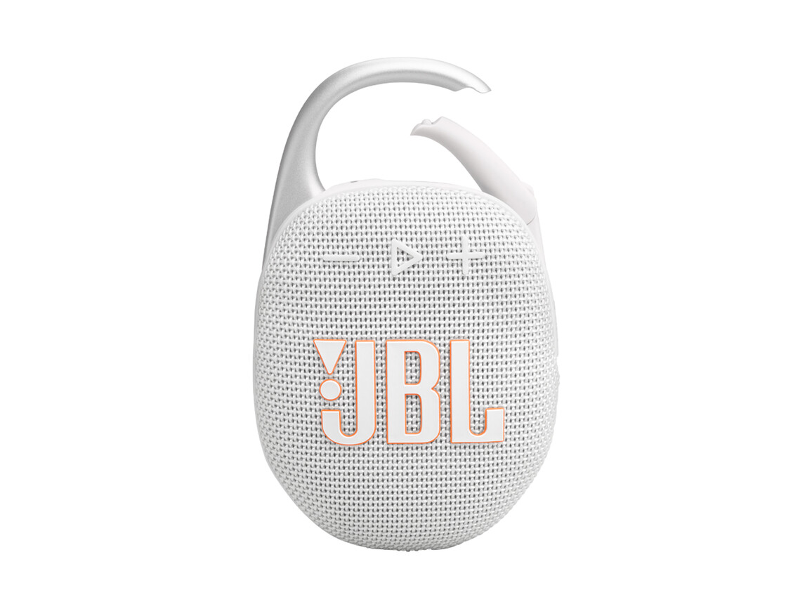 JBL Clip5, Bluetooth-Lautsprecher mit Karabinerhaken, weiss
