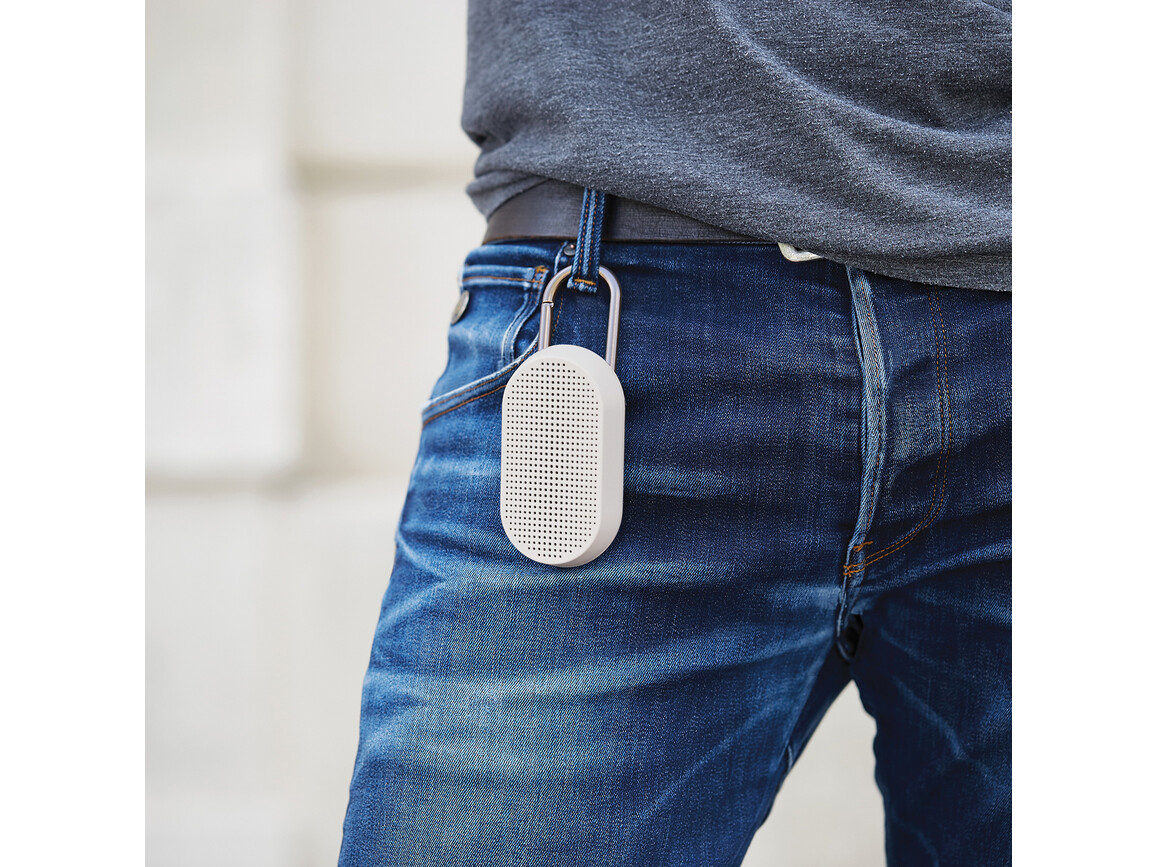 Lexon Mino T tragbarer Lautsprecher mit Karabiner, weiss