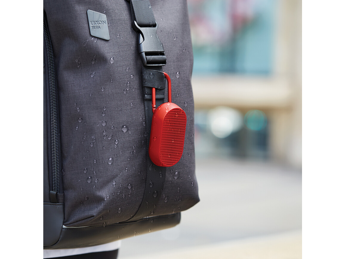 Lexon Mino T tragbarer Lautsprecher mit Karabiner, rot