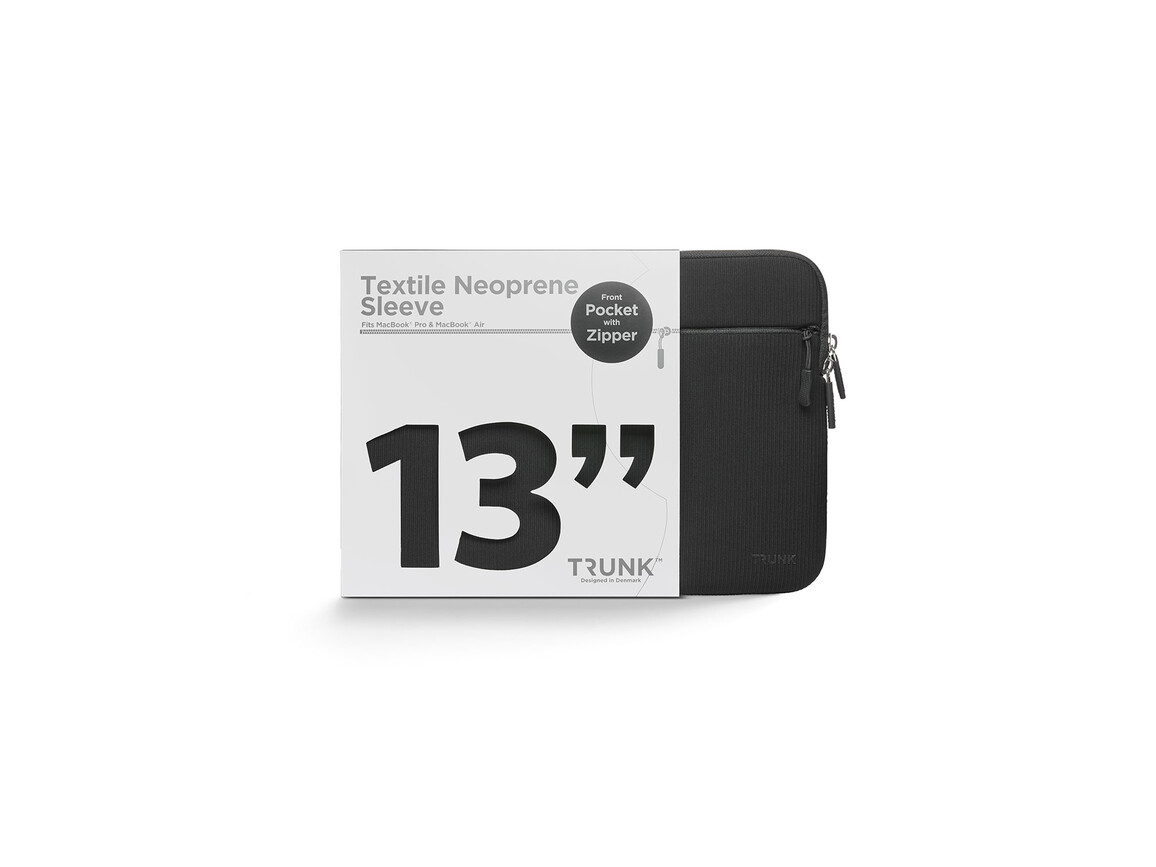 Trunk Textile Neopren Sleeve gerippt für MacBook Air/MacBook Pro 13" mit Tasche, schwarz