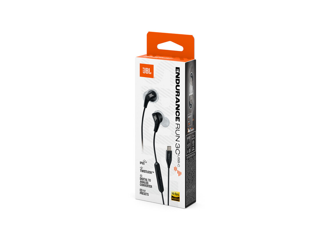 JBL Endurance RUN 3C, In-Ear-Sport-Kopfhörer mit Kabel, schwarz