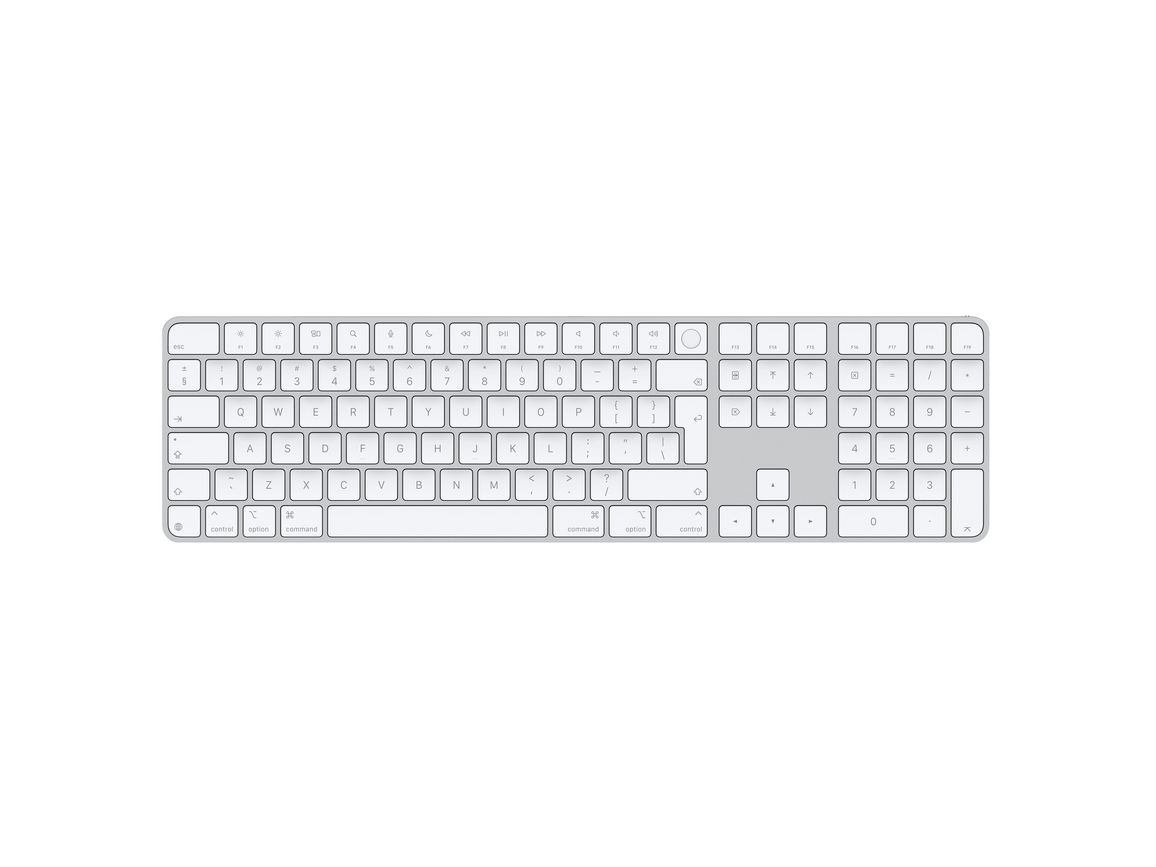 Apple Magic Keyboard mit Touch ID und Ziffernblock für Mac mit Apple Chip, weiße Tasten, Englisch International