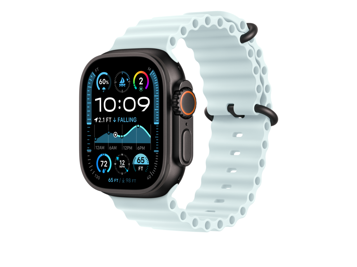 Apple Watch 49mm Verlängerung Ocean-Armband, kristallblau - Gehäusefarbe schwarz