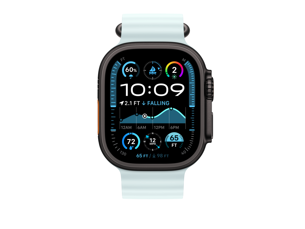 Apple Watch 49mm Verlängerung Ocean-Armband, kristallblau - Gehäusefarbe schwarz