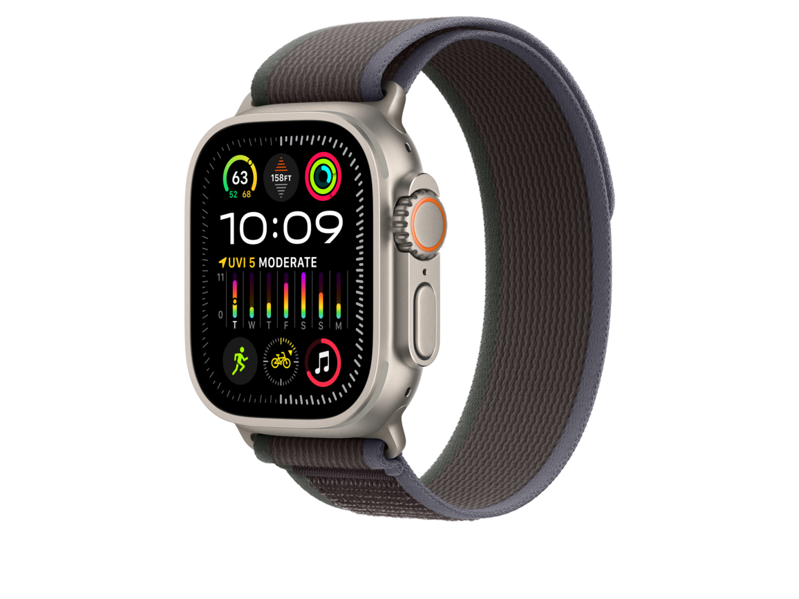 Apple Watch 49mm Trail Loop, blau/schwarz, S/M