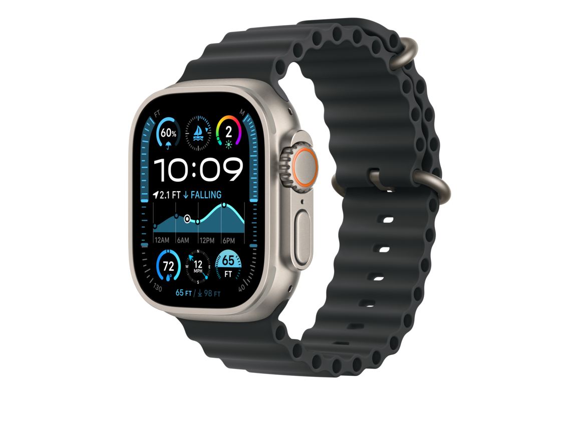 Apple Watch 49mm Verlängerung Ocean-Armband, schwarz - Gehäusefarbe natur