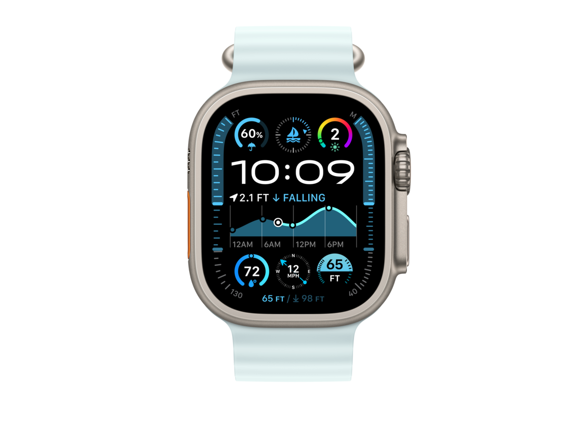 Apple Watch 49mm Ocean-Armband, kristallblau - Gehäusefarbe natur
