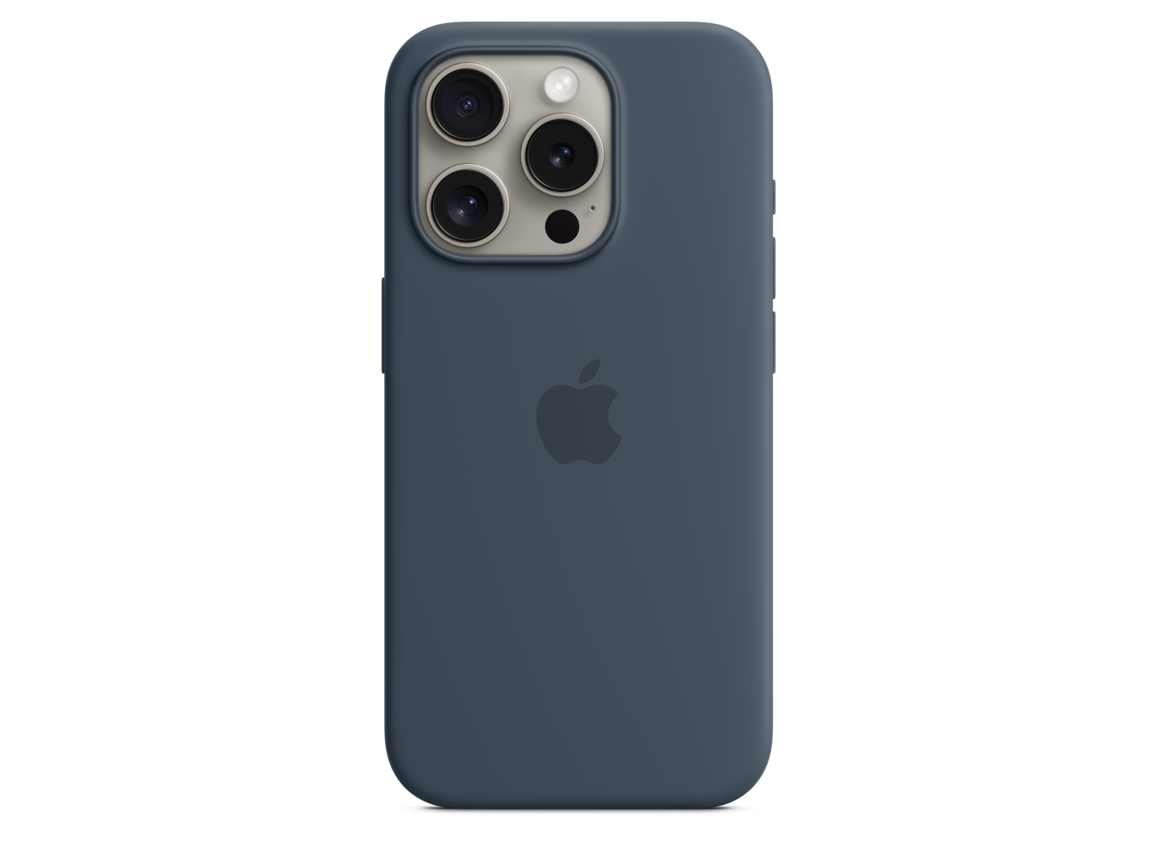 Apple iPhone 15 Pro Silikon Case mit MagSafe, sturmblau
