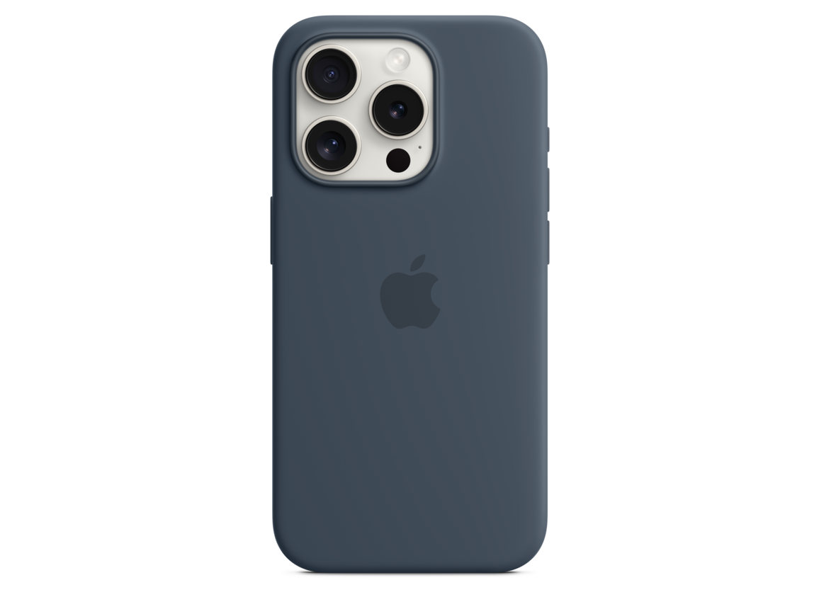 Apple iPhone 15 Pro Silikon Case mit MagSafe, sturmblau