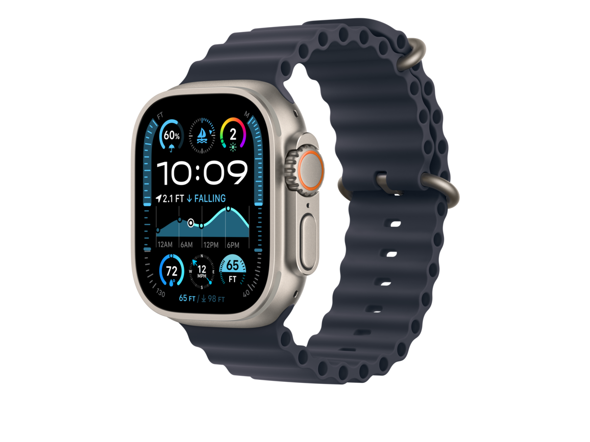 Apple Watch 49mm Verlängerung Ocean-Armband, blau - Gehäusefarbe natur
