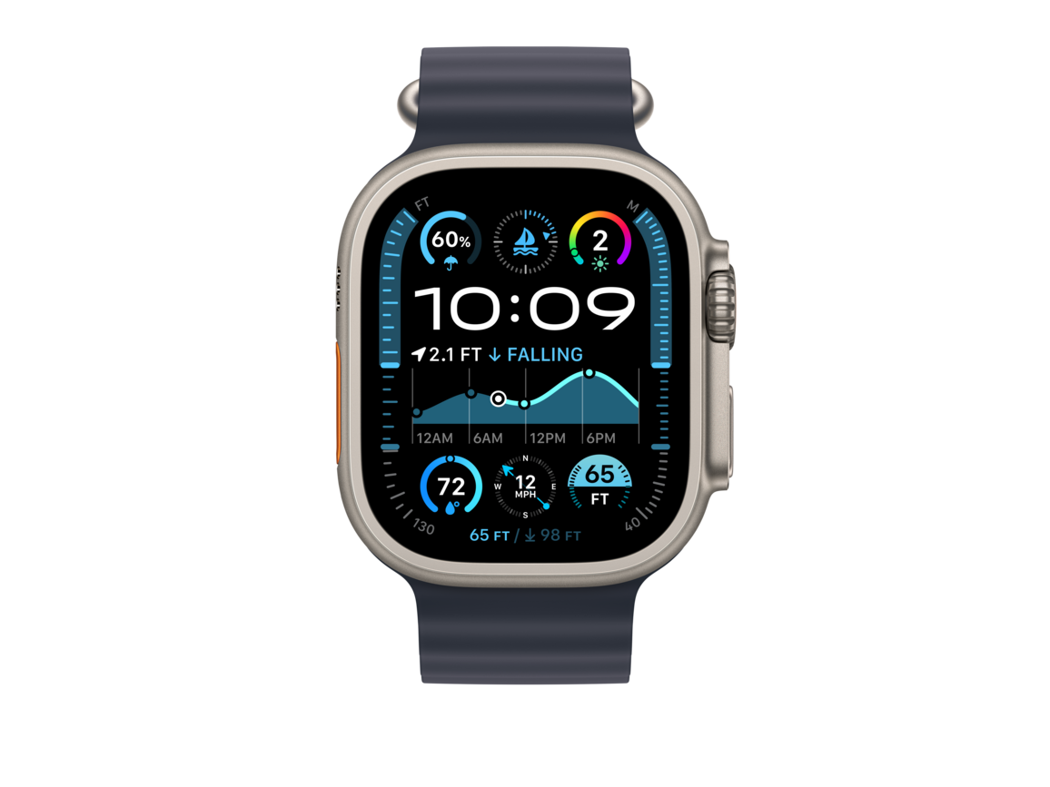 Apple Watch 49mm Verlängerung Ocean-Armband, blau - Gehäusefarbe natur