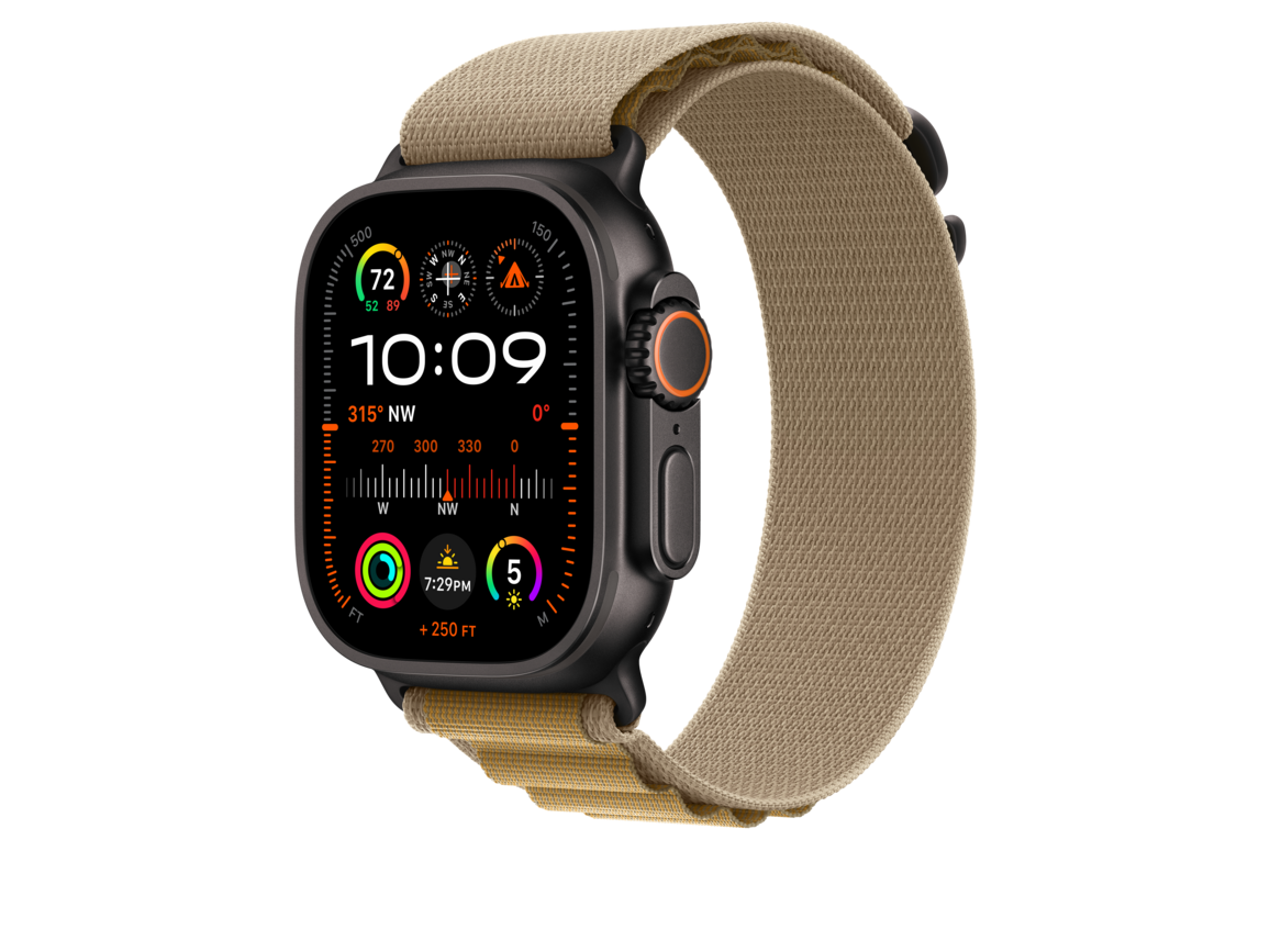 Apple Watch 49mm Alpin-Loop, mandel - small - Gehäusefarbe schwarz>