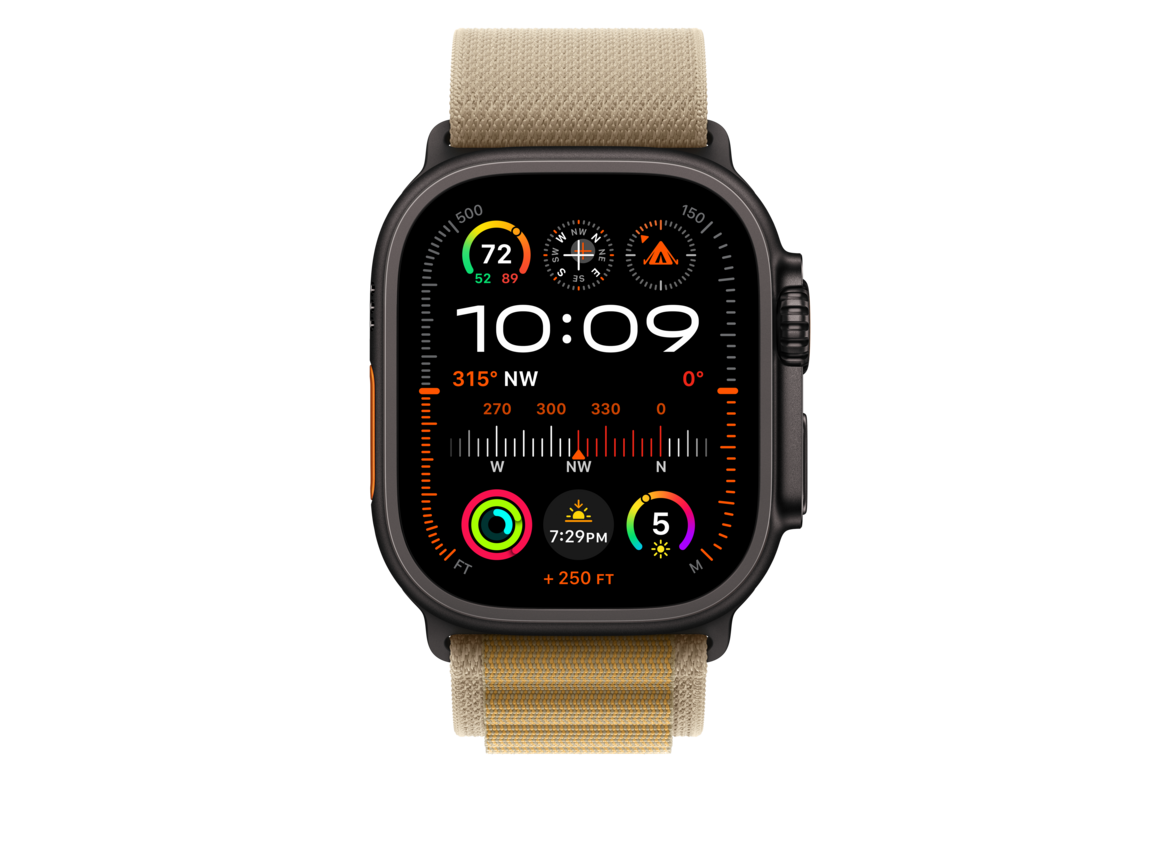 Apple Watch 49mm Alpin-Loop, mandel - small - Gehäusefarbe schwarz>