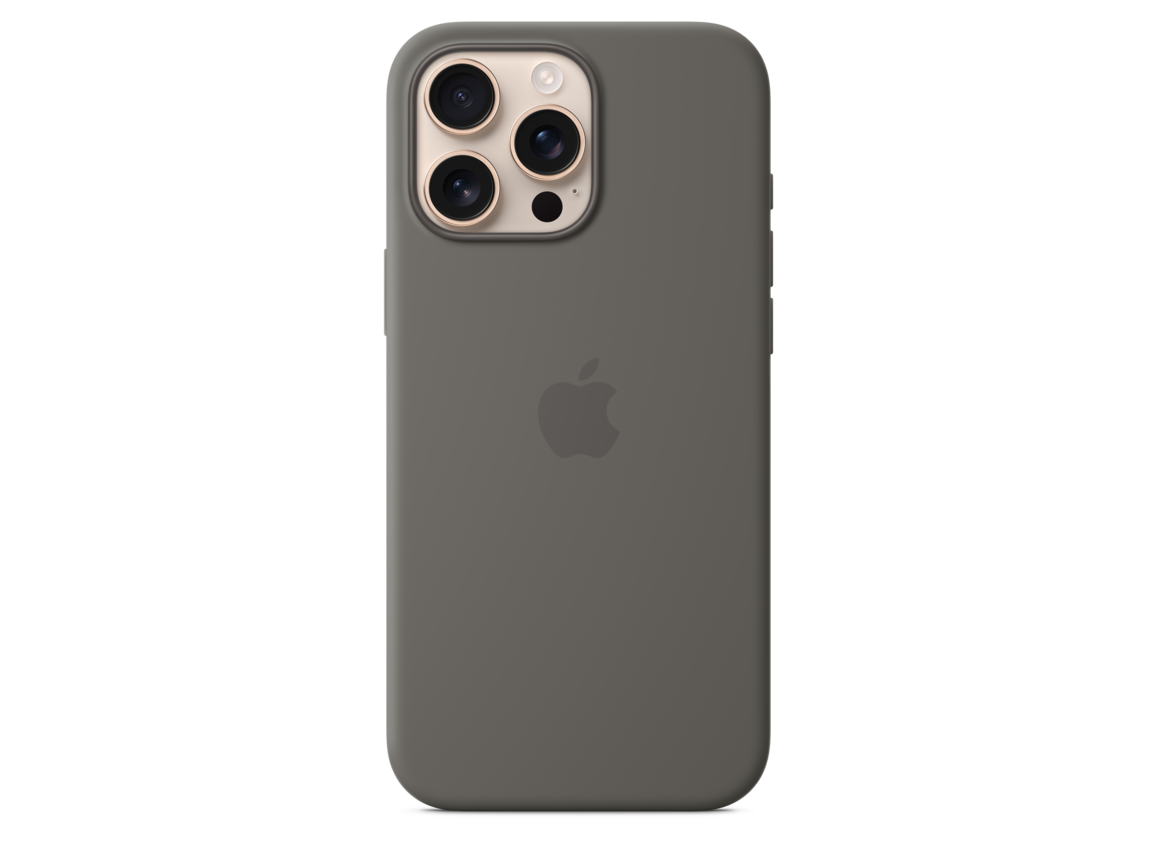Apple iPhone 16 Pro Max Silikon Case mit MagSafe, steingrau