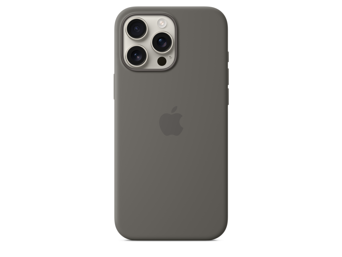 Apple iPhone 16 Pro Max Silikon Case mit MagSafe, steingrau