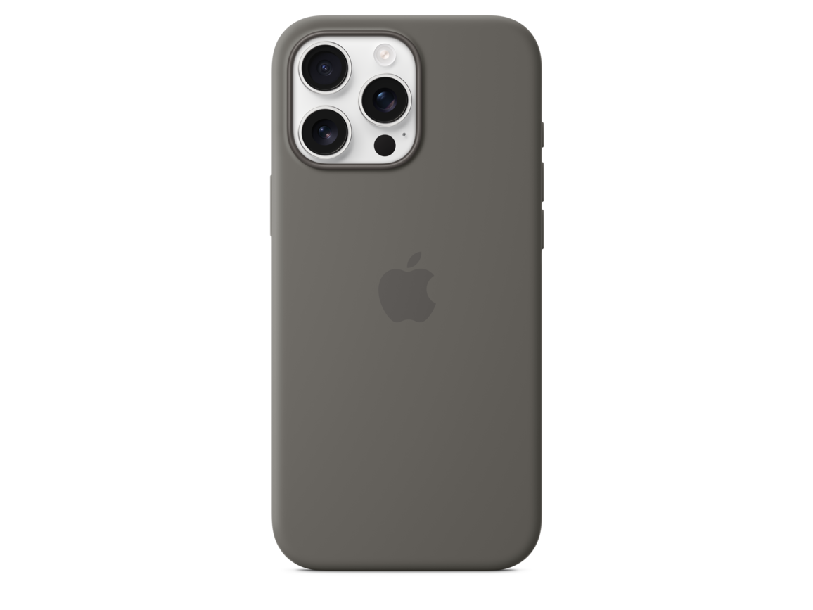 Apple iPhone 16 Pro Max Silikon Case mit MagSafe, steingrau
