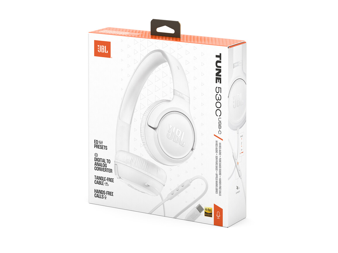 JBL TUNE530C, kabelgebundener On-Ear Kopfhörer, weiß