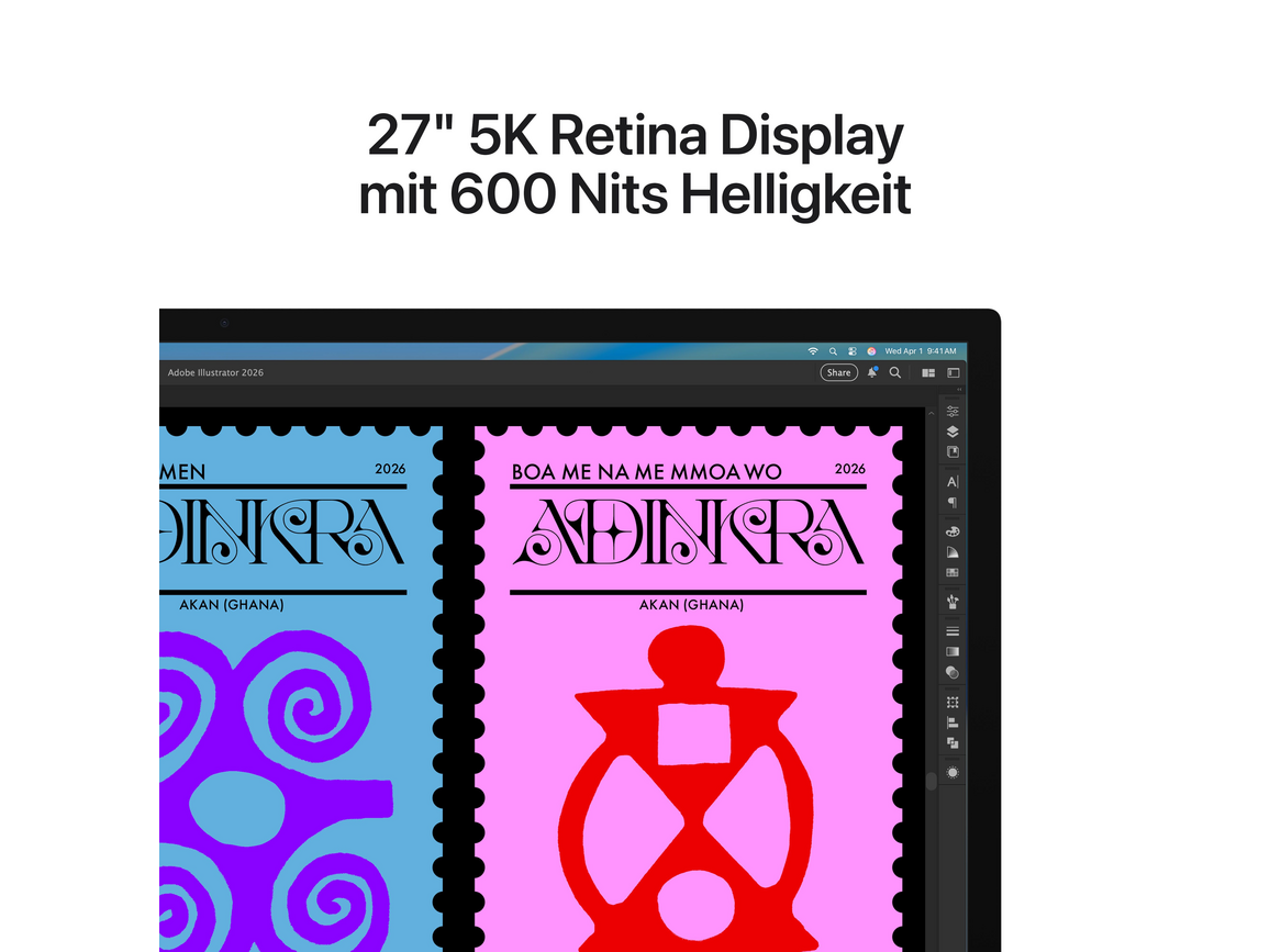 Studio Display, Standardglas, VESA Mount Adapter (Standfuß nicht enthalten)