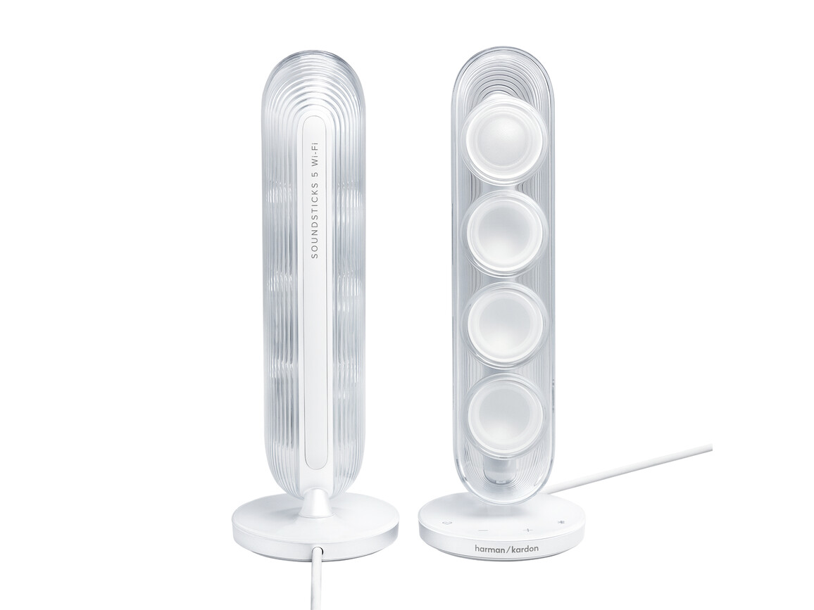 Harman/Kardon Soundsticks 5, 2.1-Kanal-Bluetooth-Lautsprecher mit HDMI und Beleuchtung, weiss