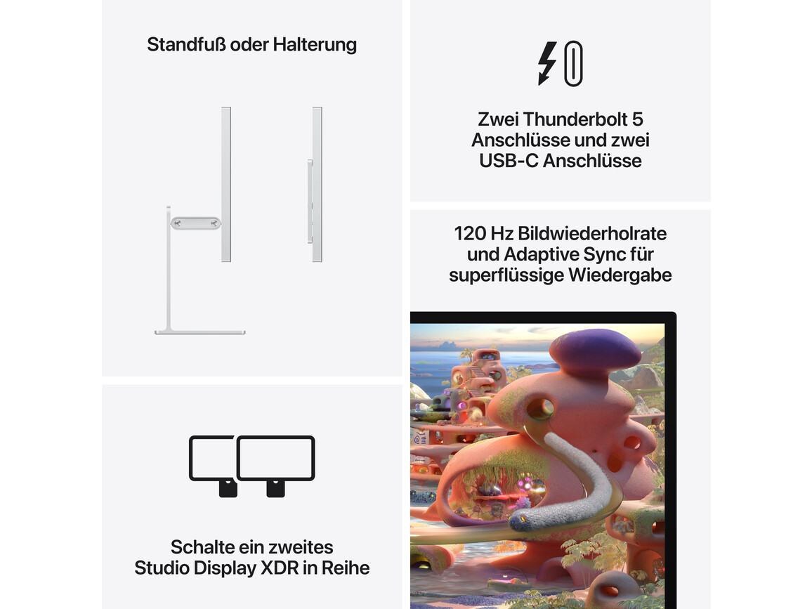 Studio Display XDR – Standardglas – neigungs­- und höhen­verstellbarer Standfuß